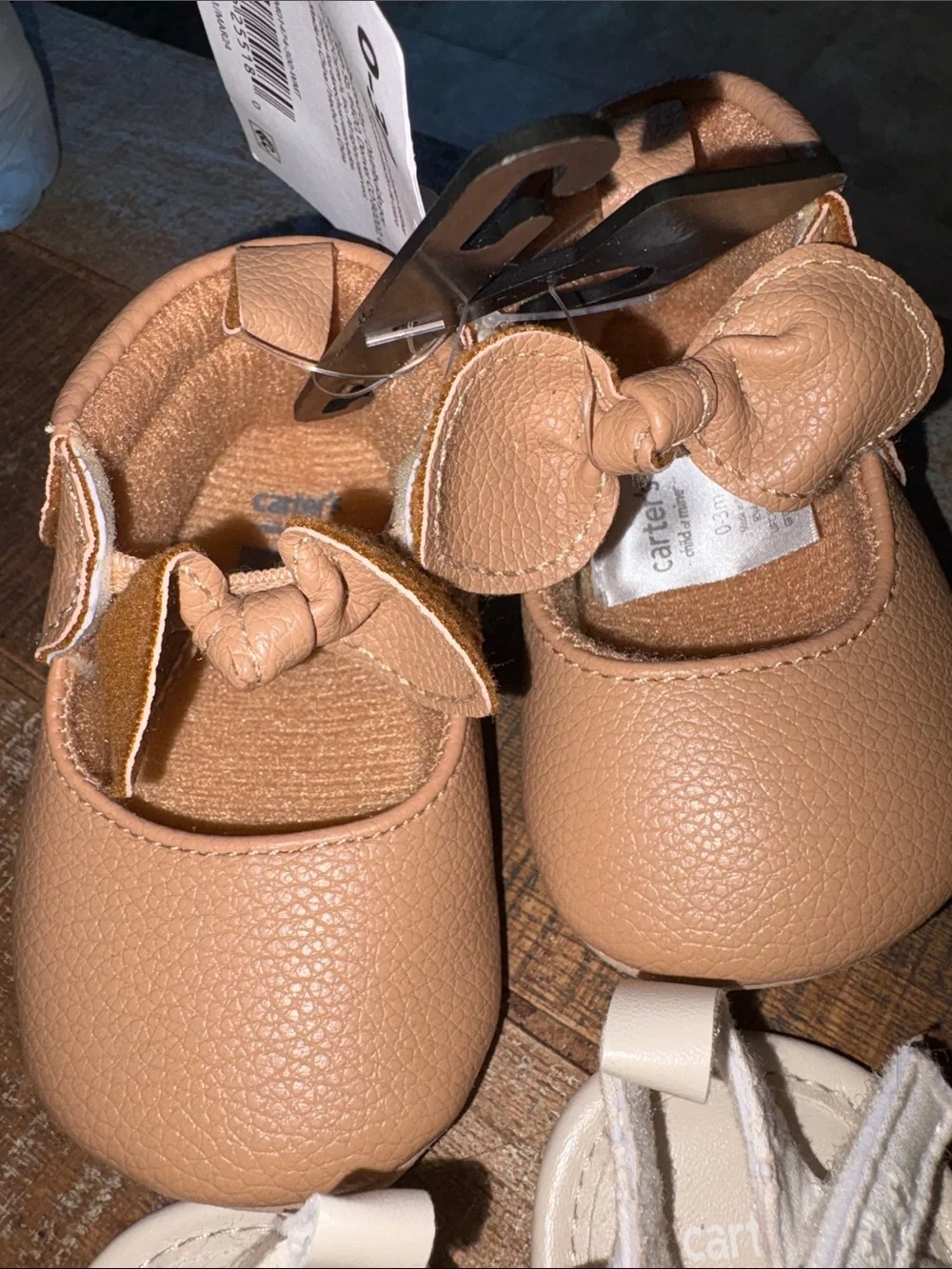 Carter's Baby Girls Tan and Cream Bow Sandals and Mary Janes